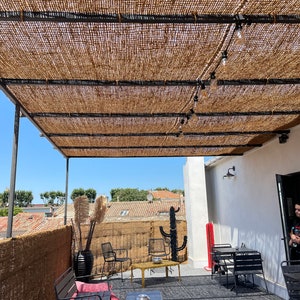 Shade sails made from 100% natural and ecological coconut fibers. To be placed on a structure wooden frame pergola image 7