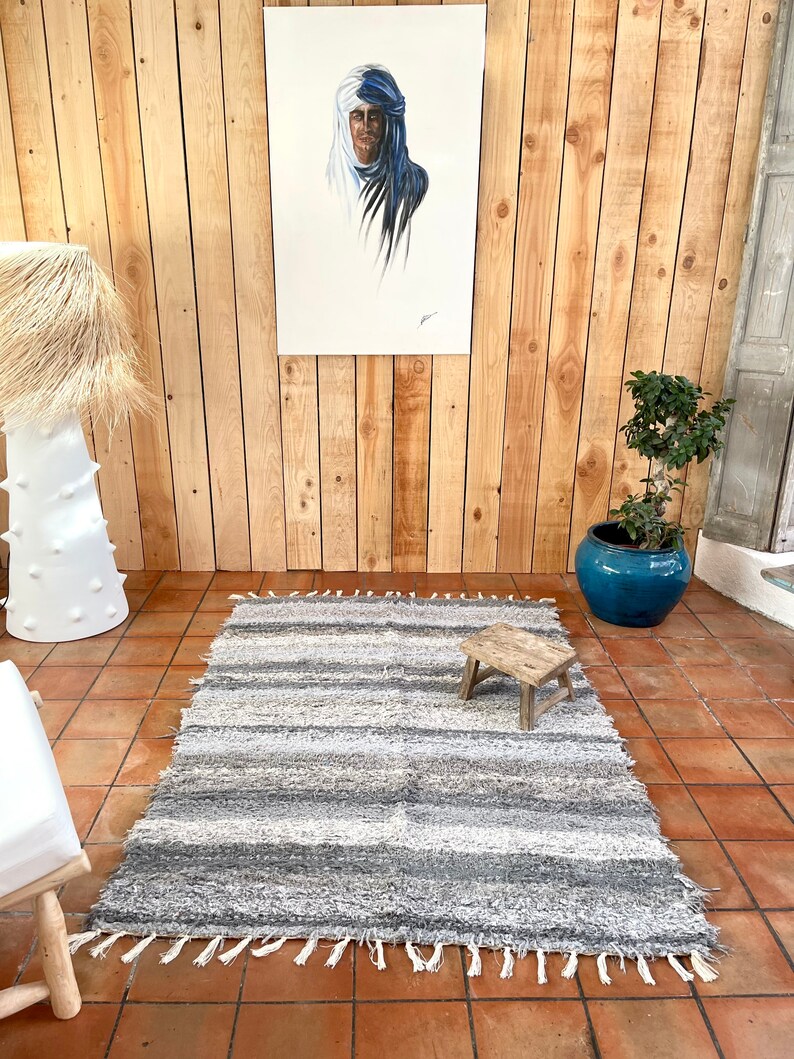 Carpet double cotton recycled shops grey 120/170 cm ethical ecological comfortable and contemporary Scandinavian design
