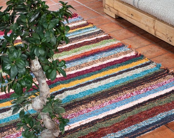 Tapis coton simple épaisseur multicolore  recyclé éthique écologique contemporain  eco friendly  style scandinave 140 cm 200