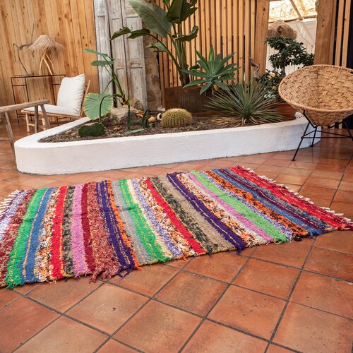 Double carpet recycled cotton multicolored 120/170 cm ethical ecological comfortable and contemporary shops Scandinavian design
