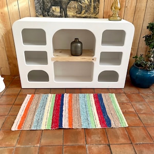 Carpet single cotton multicolored recycled ethical ecological contemporary interior Scandinavian style 65/120 cm