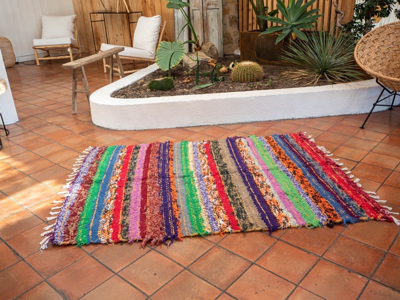 Double carpet recycled cotton multicolored 120/170 cm ethical ecological comfortable and contemporary shops Scandinavian design