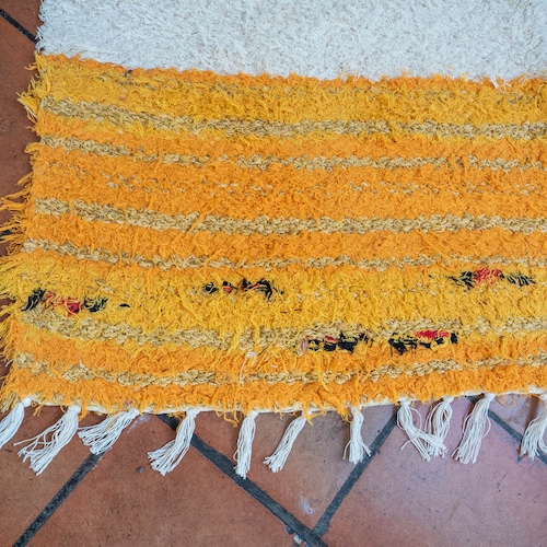 Double carpet recycled shops cotton Yellow white 120/170 cm ethical ecological comfortable and contemporary Scandinavian design
