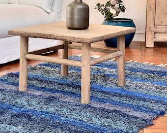 Doppio tappeto in cotone riciclato blu 140/200 etico ecologico confortevole e contemporaneo design scandinavo