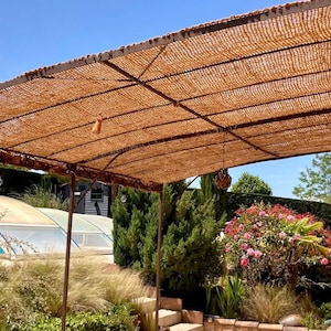Shade sails made from 100% natural and ecological coconut fibers. To be placed on a structure wooden frame pergola image 1