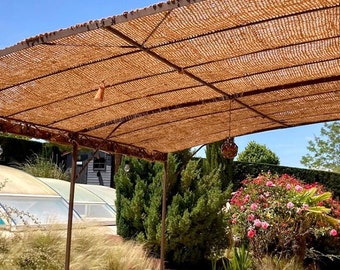 Sonnensegel aus 100 % natürlichen und ökologischen Kokosfasern. Zur Aufstellung auf einer Struktur (Pergola mit Holzrahmen)