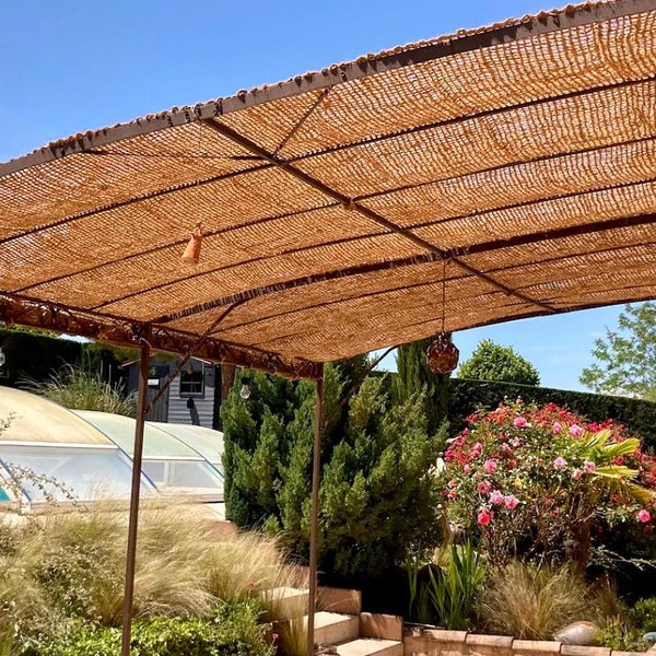 Voiles d’ombrage en fibres de coco 100% naturelles et écologiques . A poser sur structure (Pergola ossature bois )