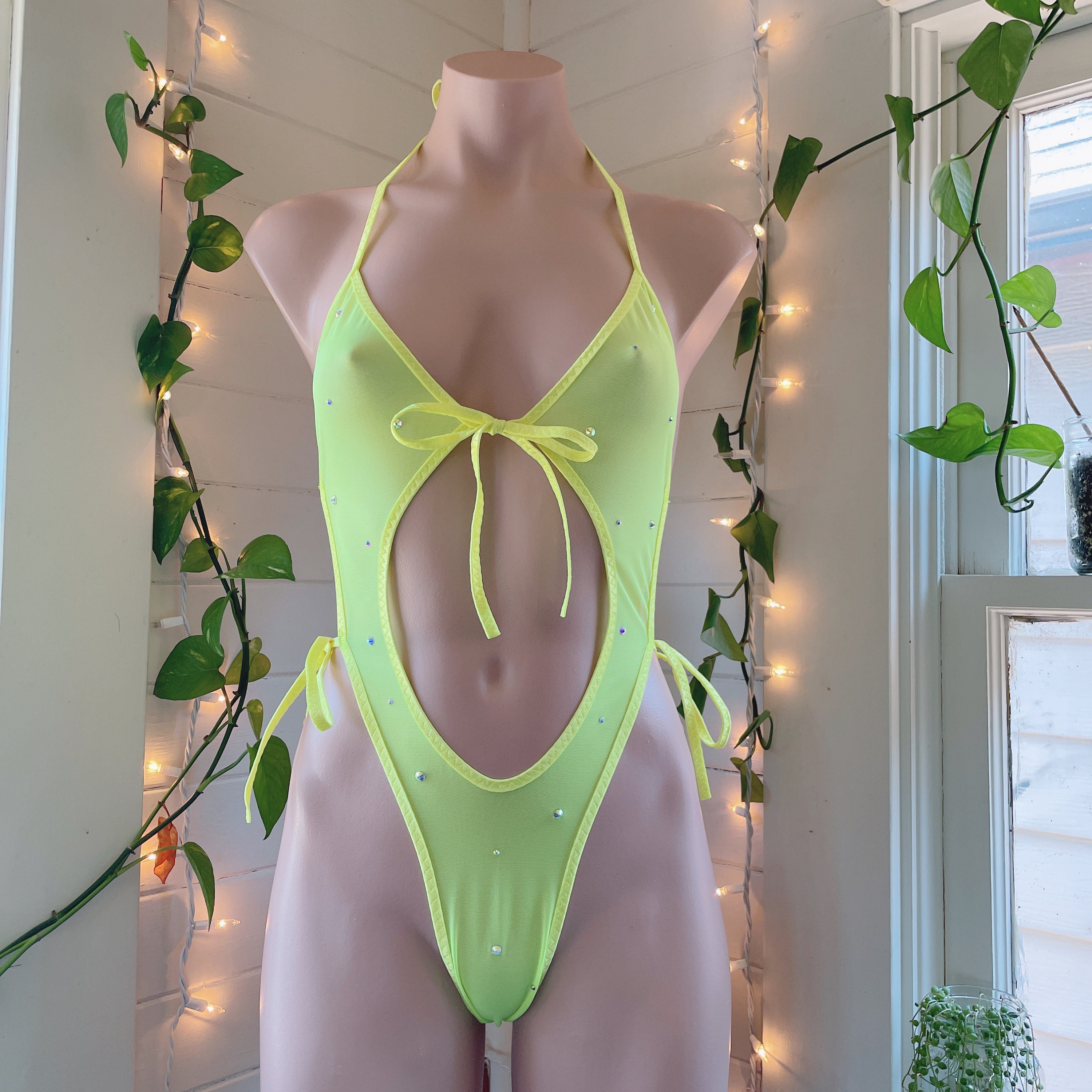 New Stripper Outfit/ Metallic lime green