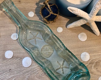 Wine Bottle Wavy Dish with Shells