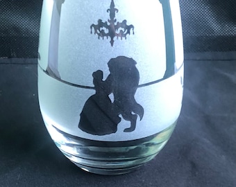 Beauty and the Beast Wine Glass