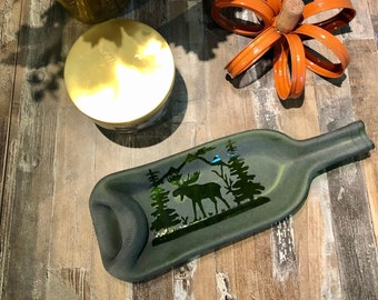 Wine Bottle Dish with Moose