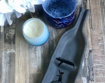 Wine Bottle Divided Dish with Cats