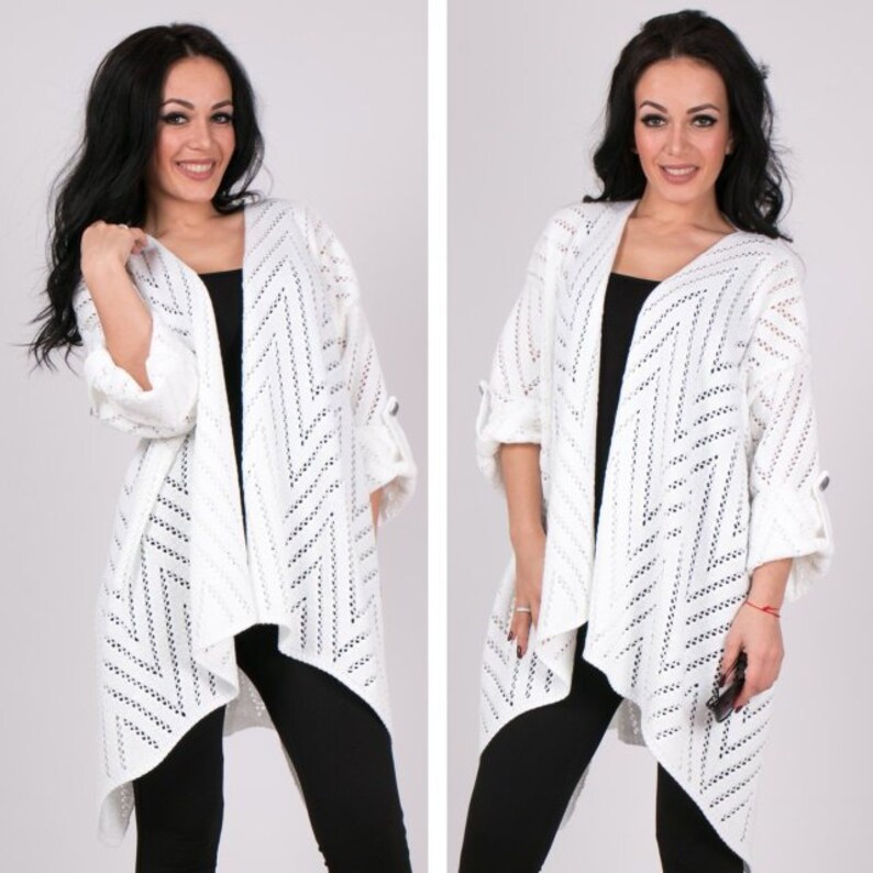 Open front cardigan Women white cardigan Long sleeve cardigan Open cardigan oversize maxi cardigan knit boho cardigan womens spring cardigan