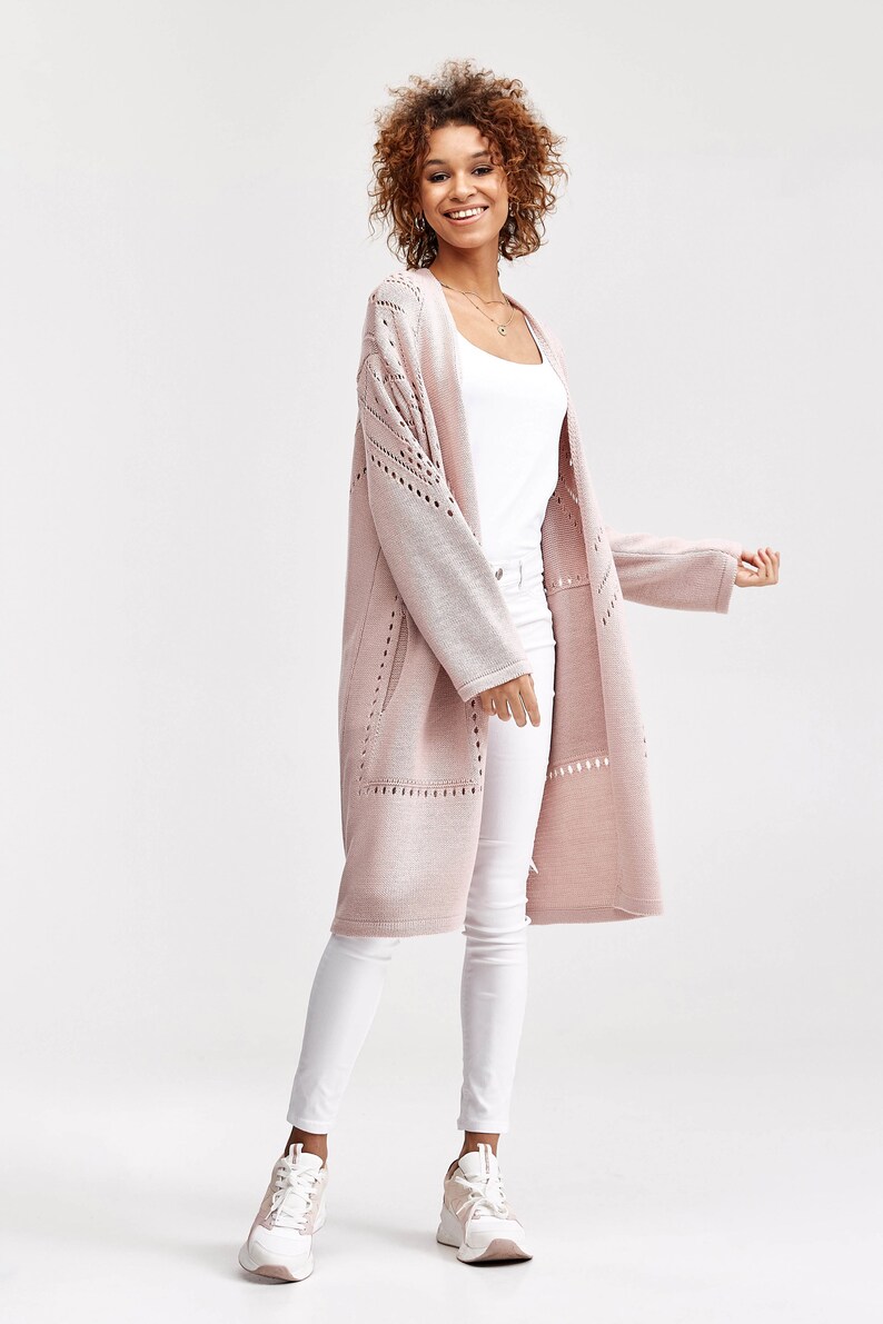 Crocheted Womens Cardigan Oversized Knitted Cardigan Open Etsy