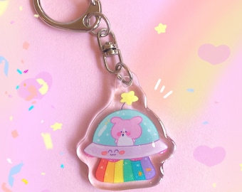 UFO Rainbow Puppy Acrylic Charm