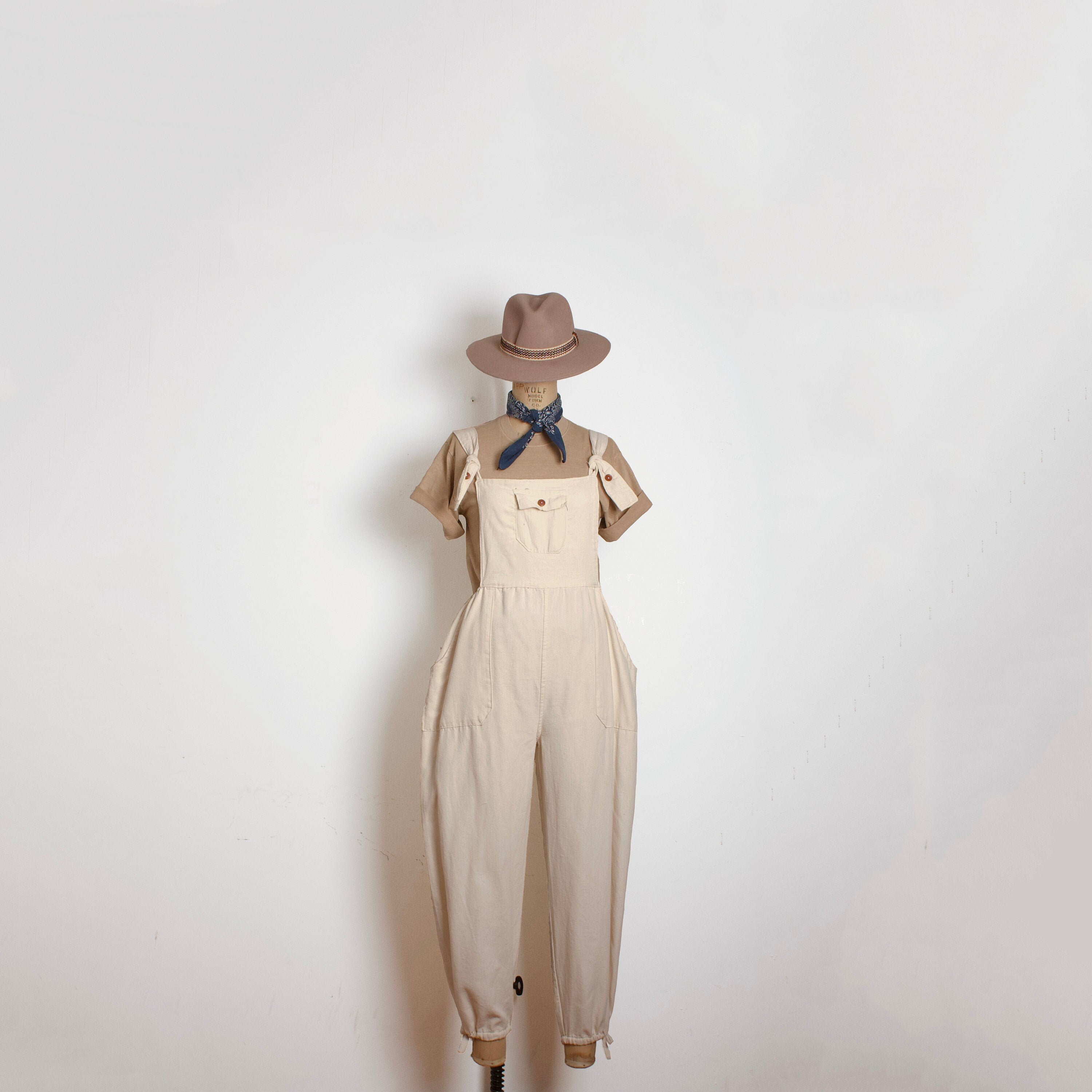 Cream overalls petite medium Etsy