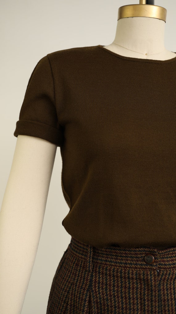 brown wool tee | size small - image 9