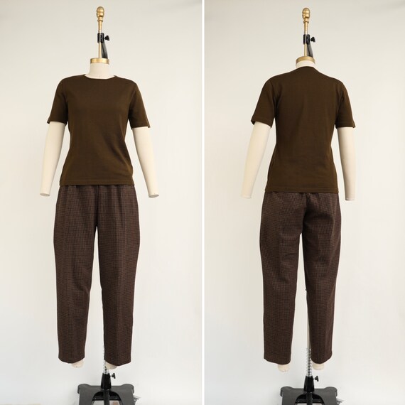 brown wool tee | size small - image 10