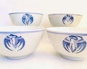 Chinese PHOENIX BOWL Blue White Feng-Huang Medaillons, late Qing Early Republic Porcelain