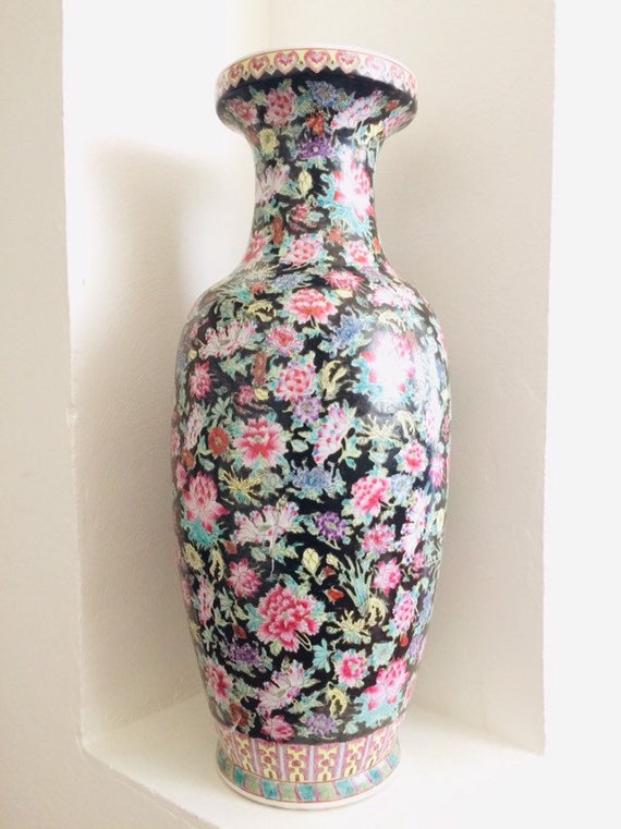 Large Chinese 24 Floor Vase Export Qianlong Marked Etsy
