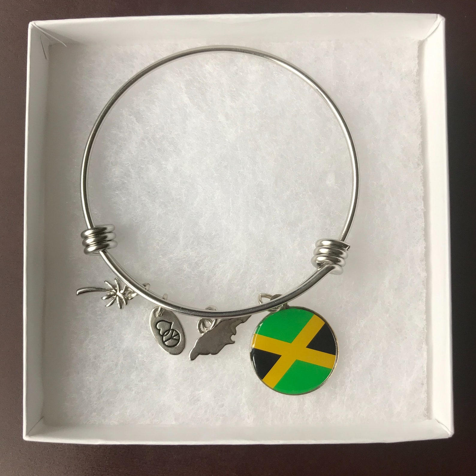 Caribbean Charm Bangle Bracelet Jamaica Island Flag Bracelet Etsy