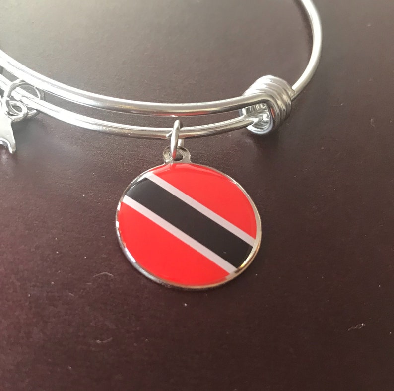 Caribbean Charm Bangle Bracelet Trinidad Island Flag Etsy