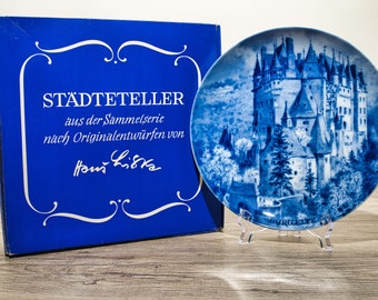 Collection plates, city plates: Burg Eltz - Berlin Design - blue porcelain - Made in Germany - with box - 8C2 - TOP condition