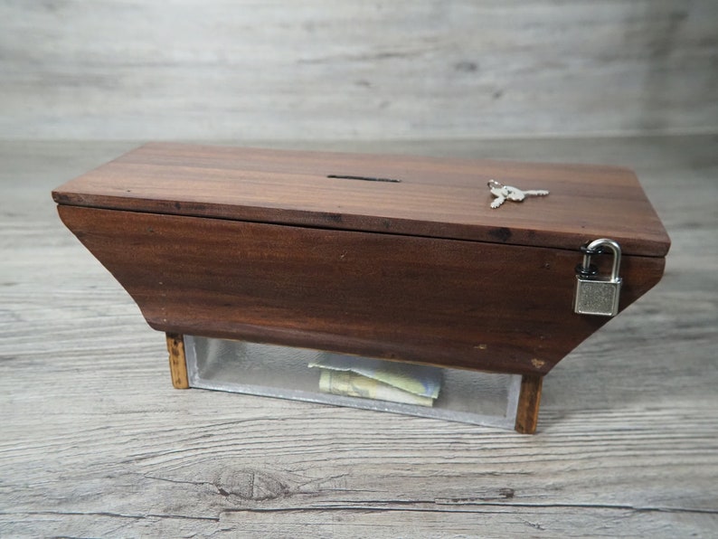 Jewelry box, various woods, 2 compartments, lockable with swivel mechanism image 1