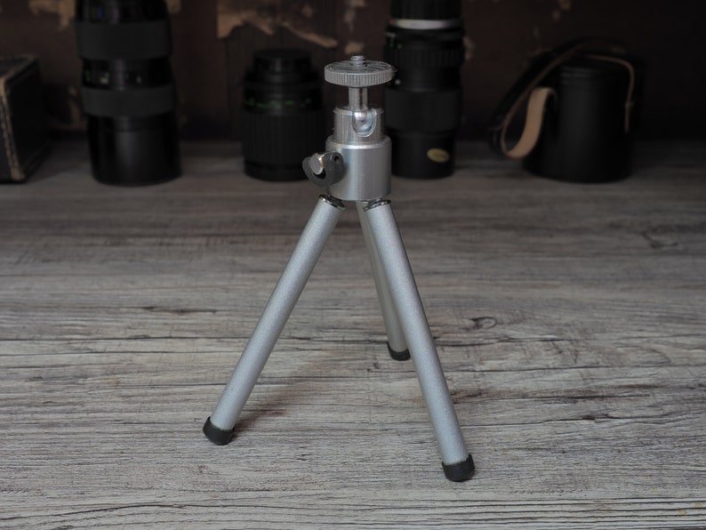 Mini 70s/80s 3 leg tripod, also ideal as a lamp holder for photo tables image 1