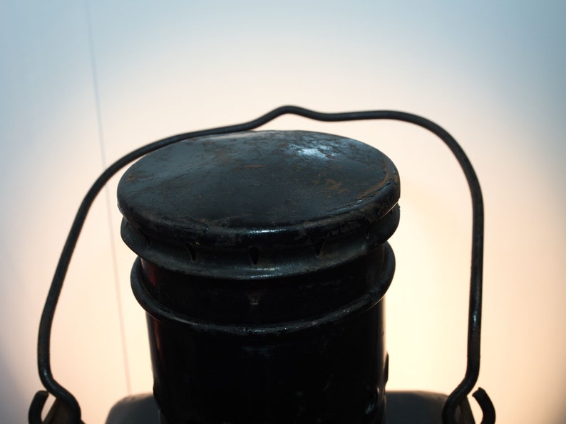 Railway lamp: Upper carriage lantern original Deutsche Bahn, converted to E27 socket with neat patina, LED bulb, unique, upcycling image 10