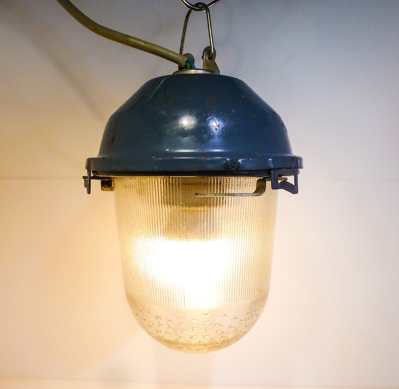 Ukraine donation: Russian factory or bunker lamp, simple, built in 1990, rewired and modern LED light installed, TOP condition image 1