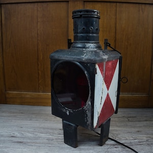 Railway lamp: Upper carriage lantern original Deutsche Bahn, converted to E27 socket with neat patina, LED bulb, unique, upcycling image 1