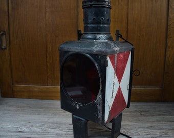 Railway lamp: Upper carriage lantern original Deutsche Bahn, converted to E27 socket with neat patina, LED bulb, unique, upcycling