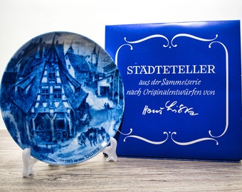 Collection plates, city plates: Rothenburg ob der Tauber - Berlin Design - blue porcelain - Made in Germany - with box - 8E1 - TOP condition