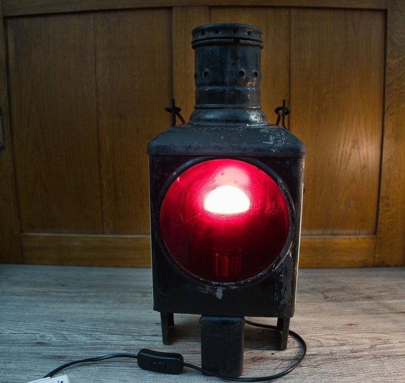 Railway lamp: Upper carriage lantern original Deutsche Bahn, converted to E27 socket with neat patina, LED bulb, unique, upcycling image 4