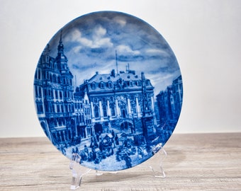 Collectible plate Berlin Design - City plate Bonn - Market square in the town hall - blue porcelain - Made in Germany - 9D2 - TOP condition