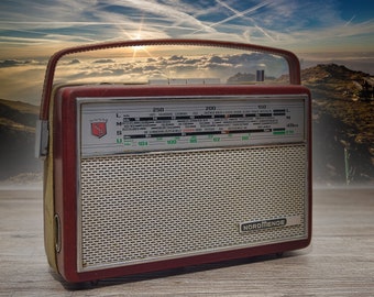 Portable radio Nordmende Transita Spezial, Rockabilly fifties style, refurbished, equipped with environmentally friendly battery operation.