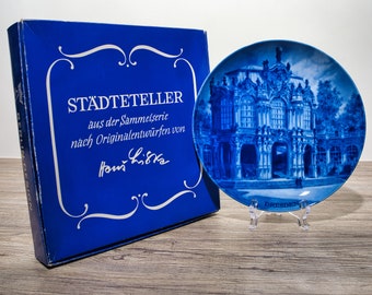 Sammelteller, Städteteller: Dresden - Berlin Design - blaues Porzellan  - Made in Germany - mit Karton - 8C1 - TOP Zustand