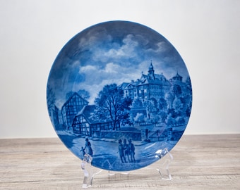 Collection plate Berlin Design - city plate Alt Bad Iburg-with Beckerteich gate - blue porcelain - Made in Germany - 9D2 - TOP condition