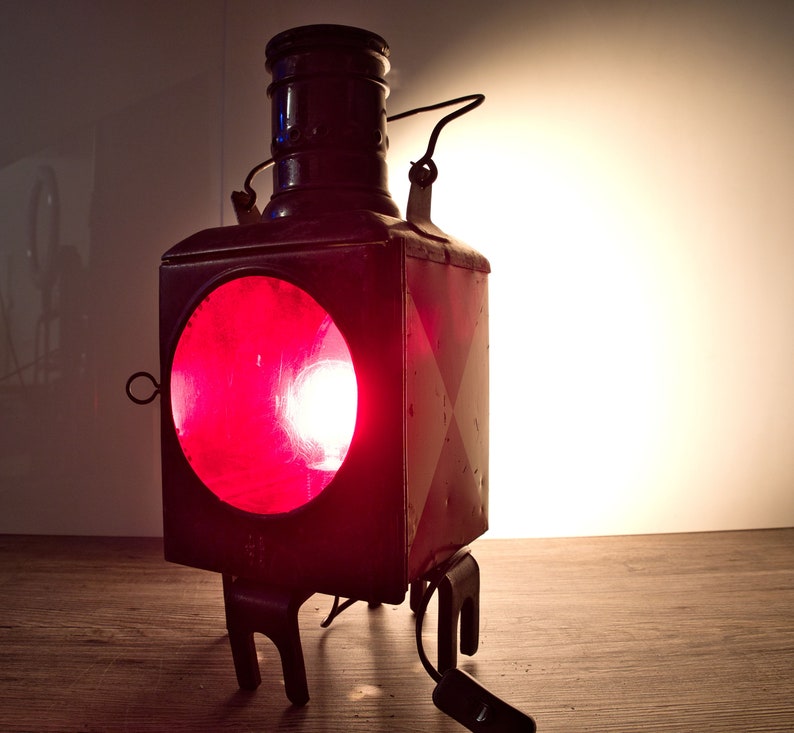 Railway lamp: Upper carriage lantern original Deutsche Bahn, converted to E27 socket with neat patina, LED bulb, unique, upcycling image 3