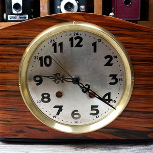 Kitchen clock, table clock prepared with nature-friendly rosewood veneer and radio controlled clockwork DCF-77, personally signed image 1