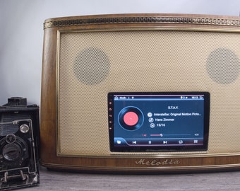 Tube radio upcycling: Melodia radio converted with Android radio (touchscreen WiFi, Bluetooth) - 4 modern ground zero speakers - unique piece