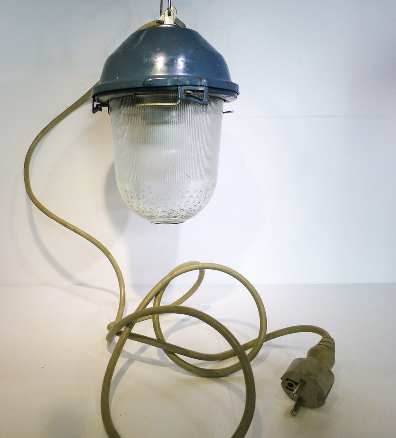 Ukraine donation: Russian factory or bunker lamp, simple, built in 1990, rewired and modern LED light installed, TOP condition image 2