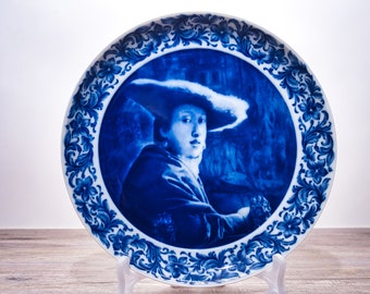 Collection plate Berlin Design - Lady with Hat after Johannes Vermeer, blue porcelain - Made in Germany - 9E3 - TOP condition