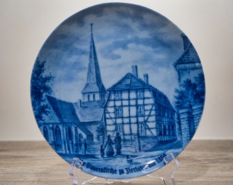 Collectible plate Berlin Design - City plate Iserlohn - The farmer's church around 1860 - blue porcelain - Made in Germany - 9D2 - TOP condition