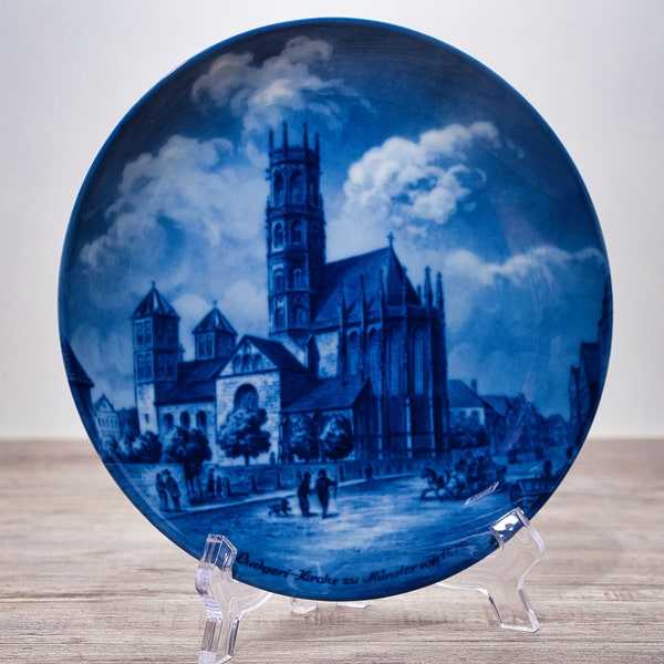 Collection plate Berlin Design - Series: Münsterland - The Ludgeri Church in Münster - blue porcelain - Made in Germany - 9D1 - TOP condition