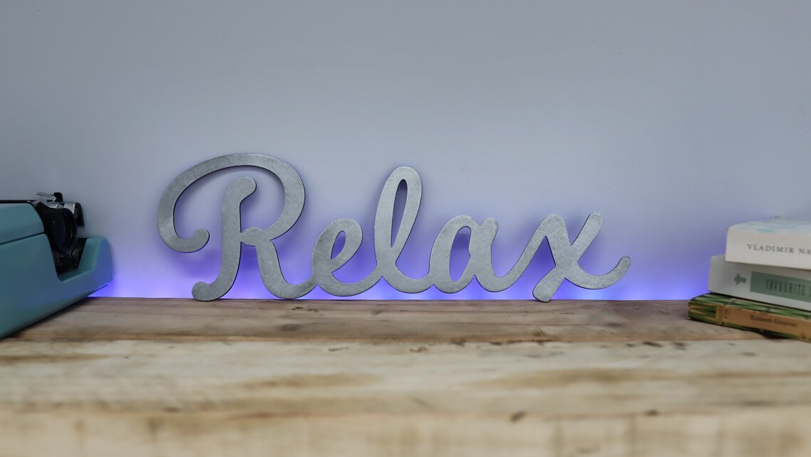 Relax Metal Sign Relax Word Sign Metal Wall Art Steel Wall Etsy