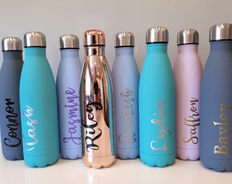 Personalised 500ml insulated water bottle vacuum flask thermal sport  chillie