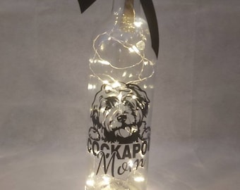 Cockapoo dog/ light up bottles. Birthday present.dog lover.pet present mothers day
