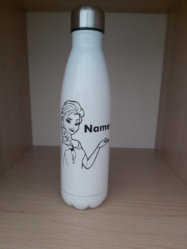 Personalised Frozen Elsa 500ml insulated water bottle vacuum flask thermal sport chillie image 3